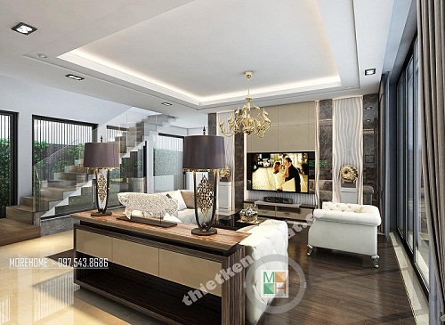 Cầu thang gỗ biệt thự cao cấp